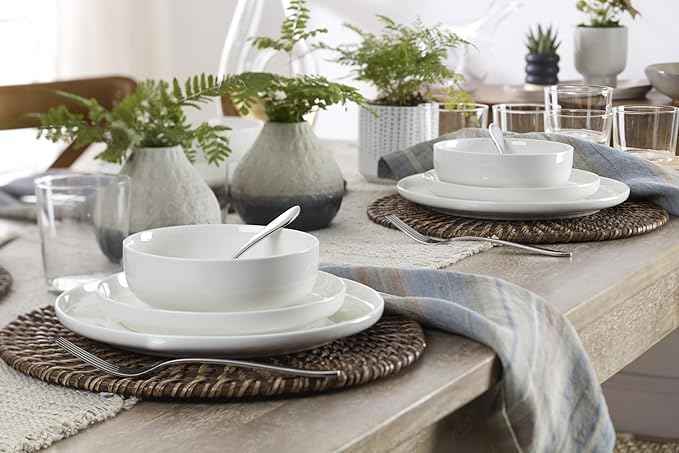 Oneida Dinnerware Set, 24 Seven White 18-Piece Dinnerware Set, Service For 6, Porcelain Material, Dishwasher And Microwave Safe, Bowls, Plates And Bowls, Dinner Dishes, Plates, Home (White, 18 Piece)