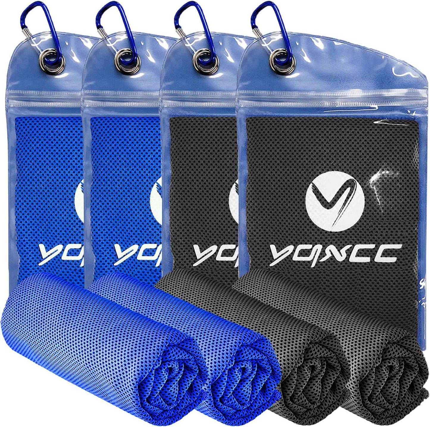 YQXCC Cooling Towels | 4 Pack 40"x12" | Cool Cold for Neck | Microfiber Soft Breathable Chilly | for Yoga, Golf, Gym, Camping, Running, Workout & More Activities