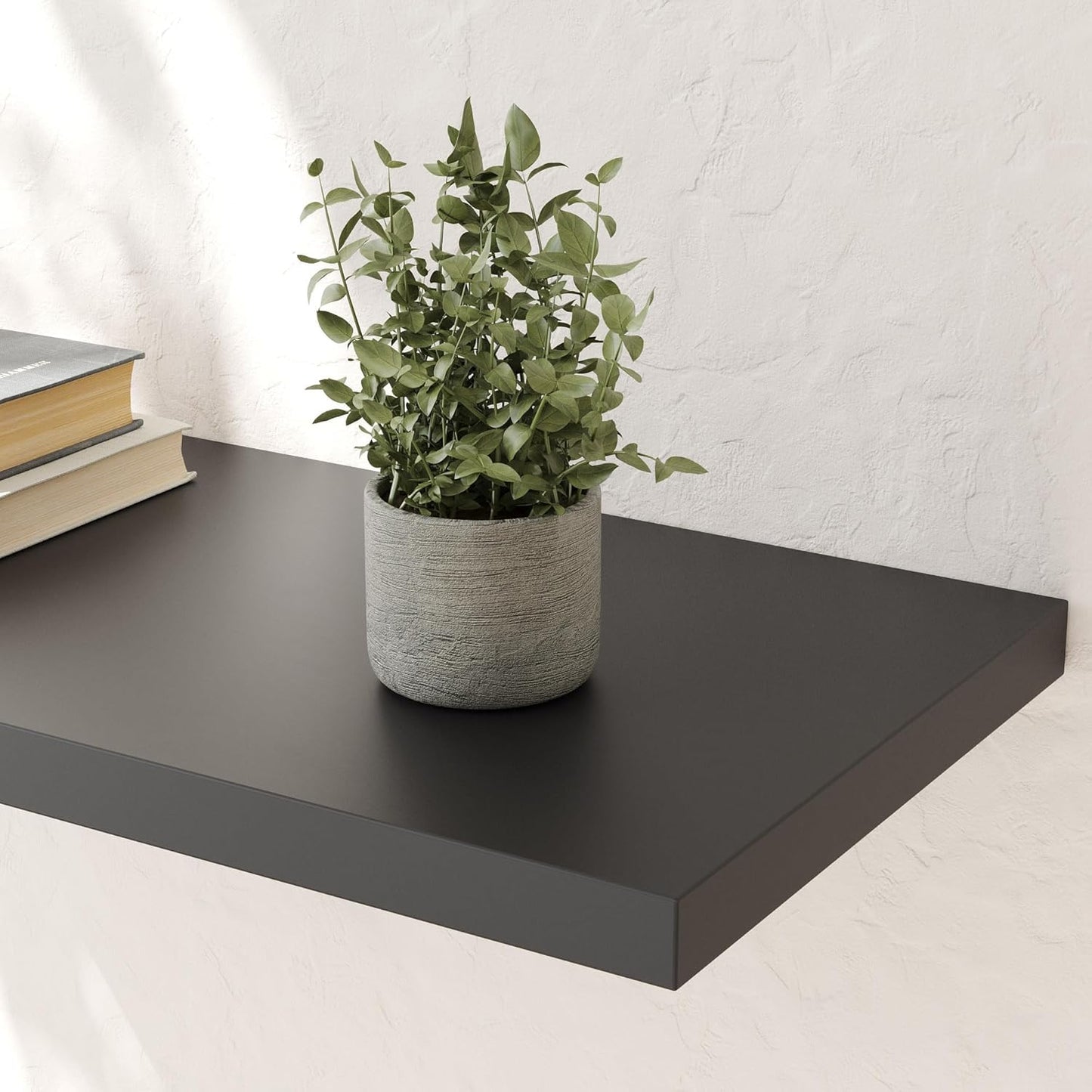 Wall Shelf Set of 2, Black Floating Shelves 30 in W x 10 in D x 1 in H, Wooden Floating Wall Shelf with Invisible Brackets for Living Room/Bedroom/Bathroom/Kitchen Storage and Decor