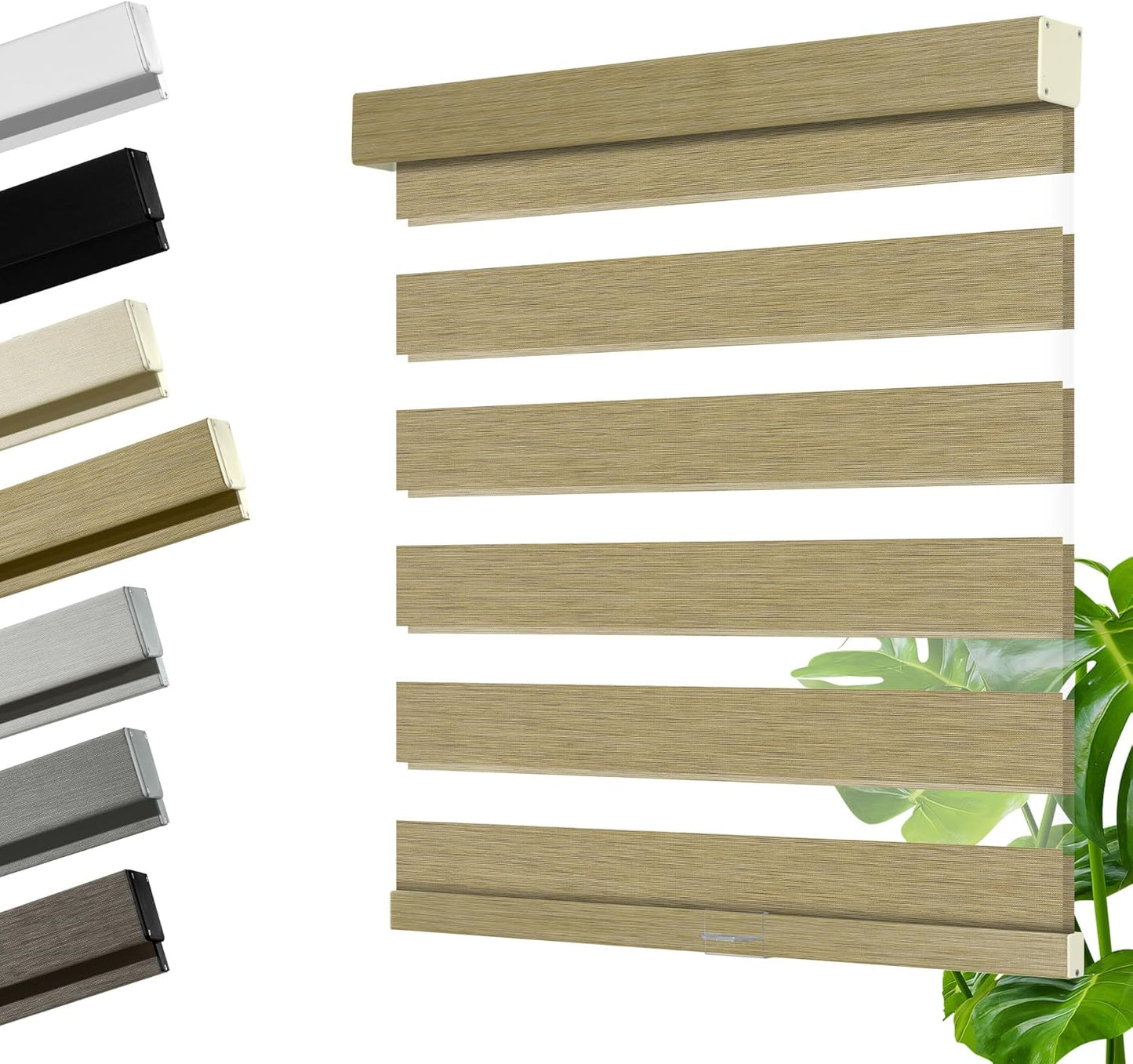 Cordless Zebra Blinds for Windows, Blackout Interior Blinds,Easy to Install,UV Protection,for Offices and Home,Custom Roller Shades, Mousse Light Bown,70" W x 36" H