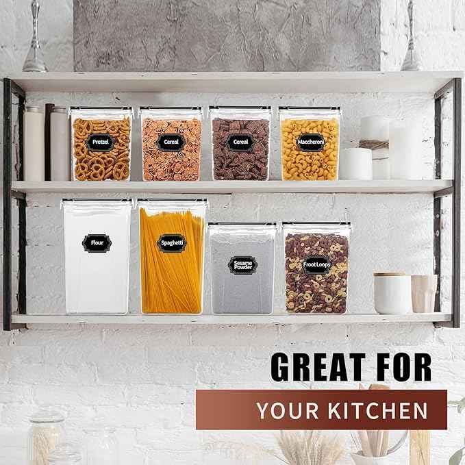 Skroam Large Airtight Food Storage Containers with Lids, 10 Pack Cereal Containers Storage Set - BPA Free Pantry Organizers and Storage for Flour, Sugar & Rice with Measuring Cup, Labels & Marker