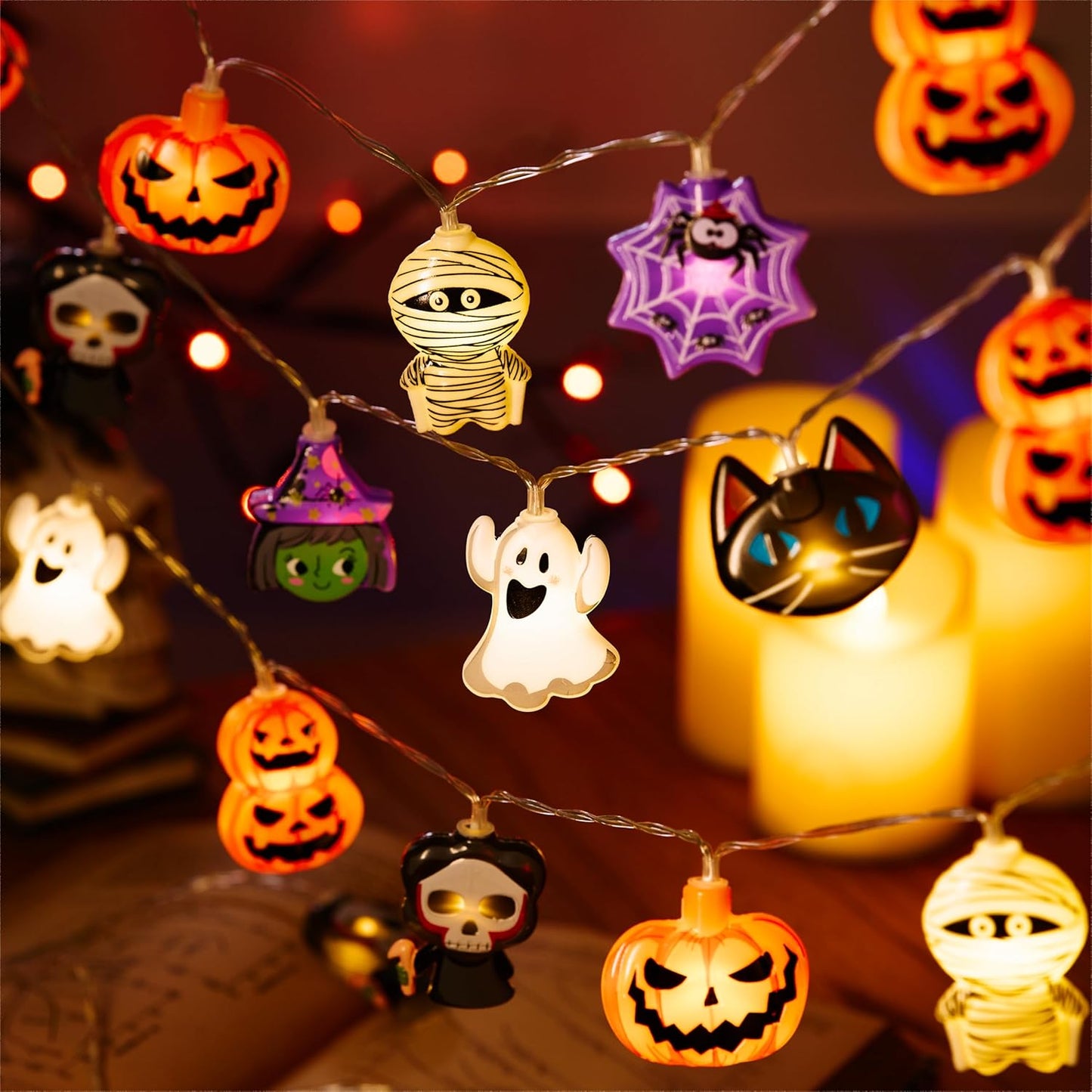 LOLStar Halloween String Lights Decorations, 9.8FT 20 LED Halloween Fairy Lights, Battery Operated (Not Included) with Timer Function and 8 Flashing Modes, Cute Booday Lights 2025 Home Indoor Decor