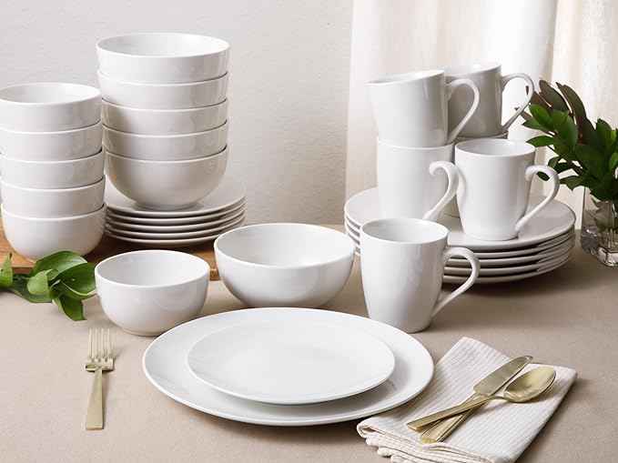 Gibson Home Ogalla 30-Piece Dinnerware Set – Porcelain, Chip & Scratch Resistant, White - Service for 6
