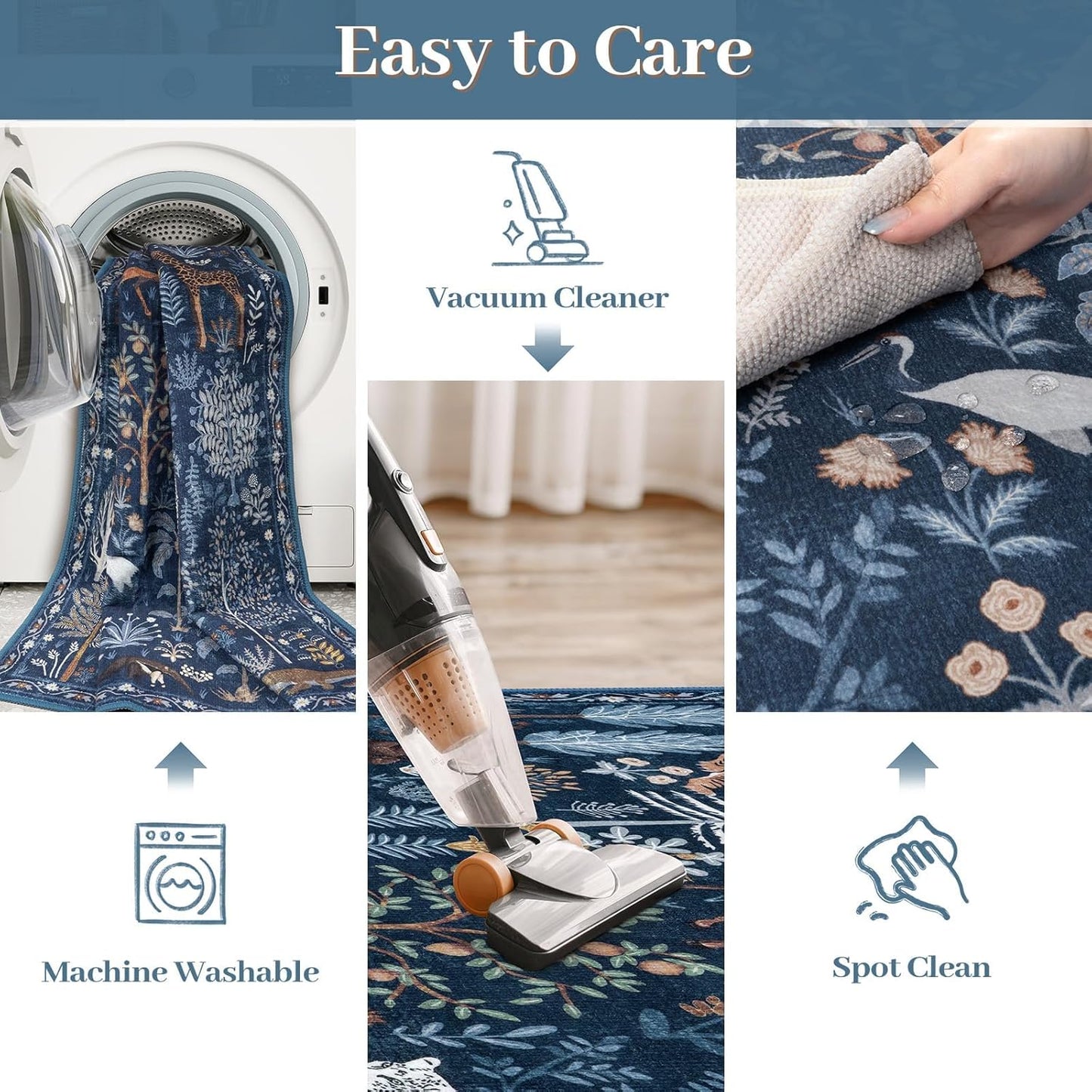 OJIA Jungle Print Rugs for Living Room 8x10 Washable Area Rugs for Bedroom, Modern Non-Slip Ultra-Thin Soft Large Carpet Non-Shedding Nursery Rug for Teens Kids Playroom Dining Room Home Decor