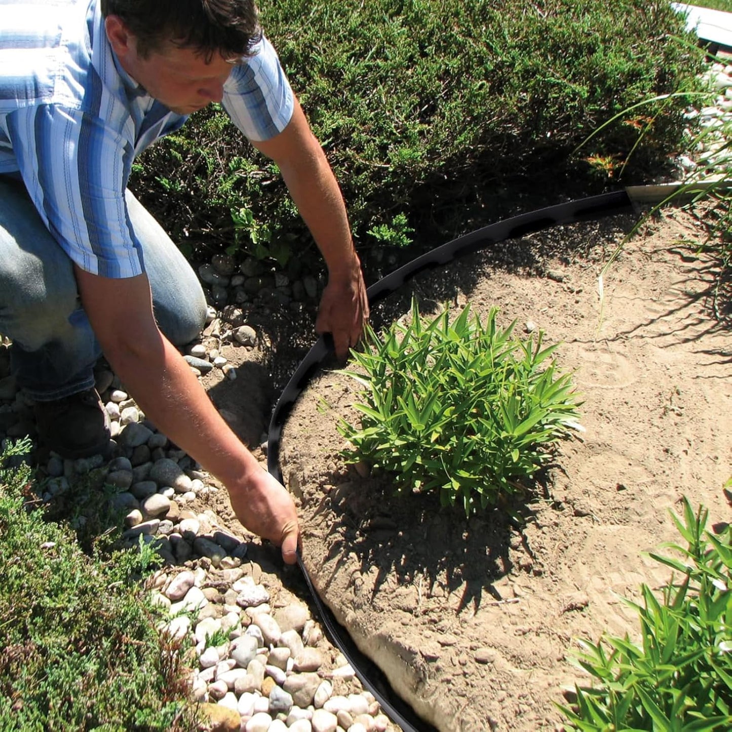 Greaner Edging for Landscaping 2 Inch Tall, 66FT Garden Edger Border, Landscaping Edging Border with 60 Plastic Spikes and 70 Solid Iron Spikes, Flexible Garden Border Edging for Garden Flower Beds