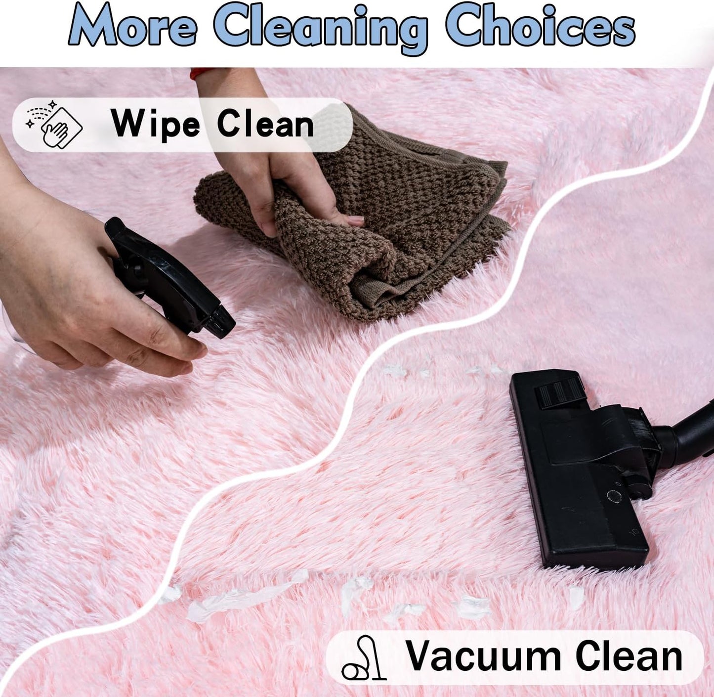 Rezutan Ultra Soft Pink Rugs for Bedroom 6x9 Feet, Fluffy Shag Area Rugs for Living Room, Large Comfy Furry for Girls Kids Baby Room Decor Teenage Pastel Princess Rug, Non Slip Nursery Classroom