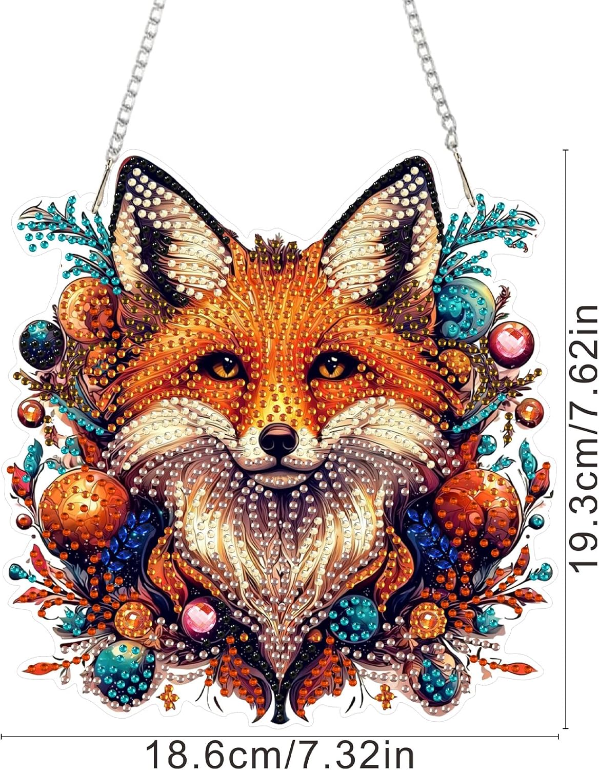 SENQAO Fox Diamond Art Hanging Kit for Adult, Special Shaped Rhinestone, Double Sided DIY Acrylic Diamond Art Painting Window Pendants Home Garden Wall Hanging Kits Hanging Ornament
