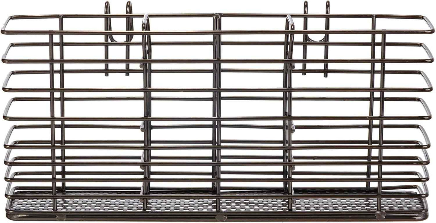 Slideep Cutlery Utensil Silverware Drying Rack, Flatware Storage Solution Basket with Hooks for Kitchen Dish Drainer Dish Drying Rack, Rust Proof Nickel