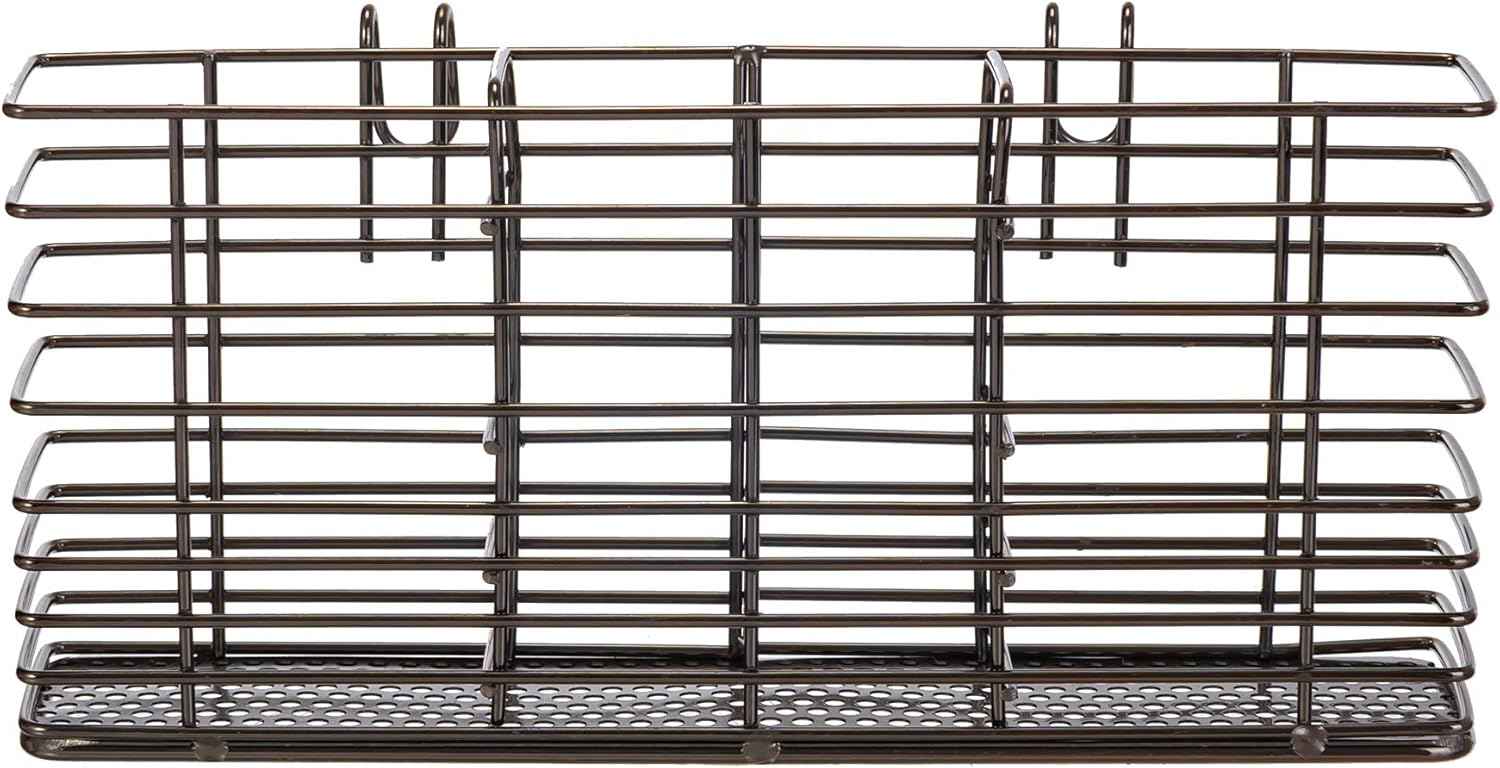 Slideep Cutlery Utensil Silverware Drying Rack, Flatware Storage Solution Basket with Hooks for Kitchen Dish Drainer Dish Drying Rack, Rust Proof Nickel