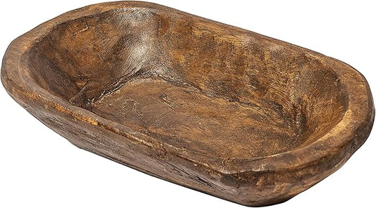 MAINEVENT Decorative Bowl Home Decor Approx 10 Inch, Hand Crafted Spanish Oak Wooden Dough Bowl Decor, Table Centerpiece Made in USA