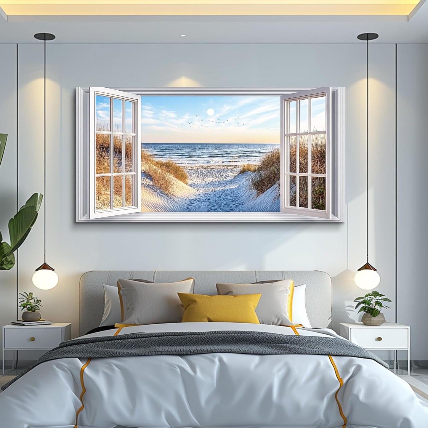 JUDASJART Canvas Wall Art For Living Room Large Wall Decor For Office Bedroom Decorations Coastal Beach Landscape Pictures Farmhouse Painting Artwork Room Wall Mural Aesthetic Home Decor 30x60 In