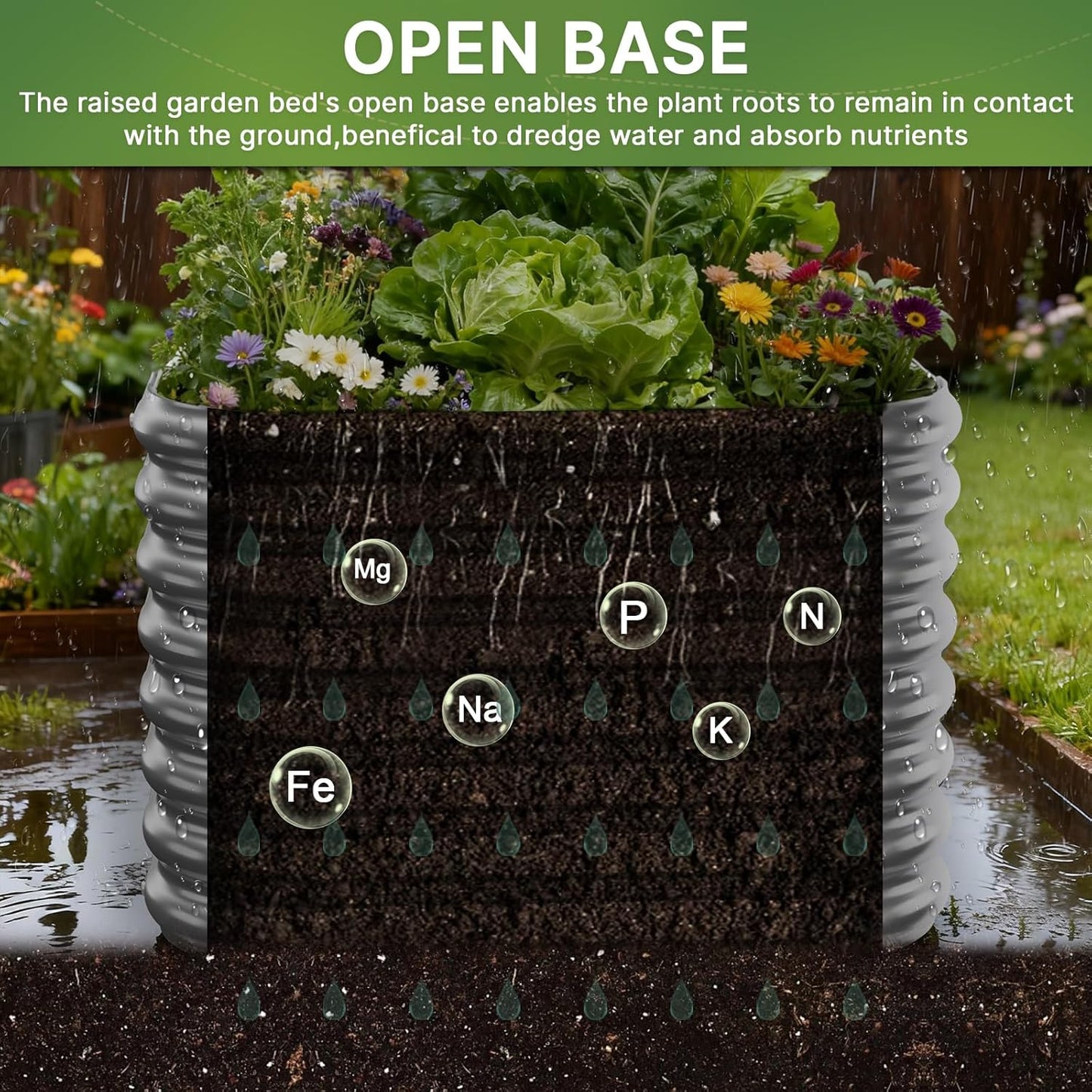 2pcs Tall Galvanized Raised Garden Bed Outdoor, Metal Raised Beds for Vegetables, Above Ground Garden Box for Flower, Steel Garden Bed for Gardening - 2FT