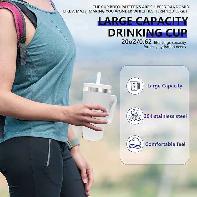 20-OZ Insulated Water Bottle,Insulated Stainless Steel Tumbler,Reusable Cold Drink Thermos,BPA-Free, Double-Wall Stainless Steel Water Bottle (Body Color-Blind Box, 20, Fluid Ounces)