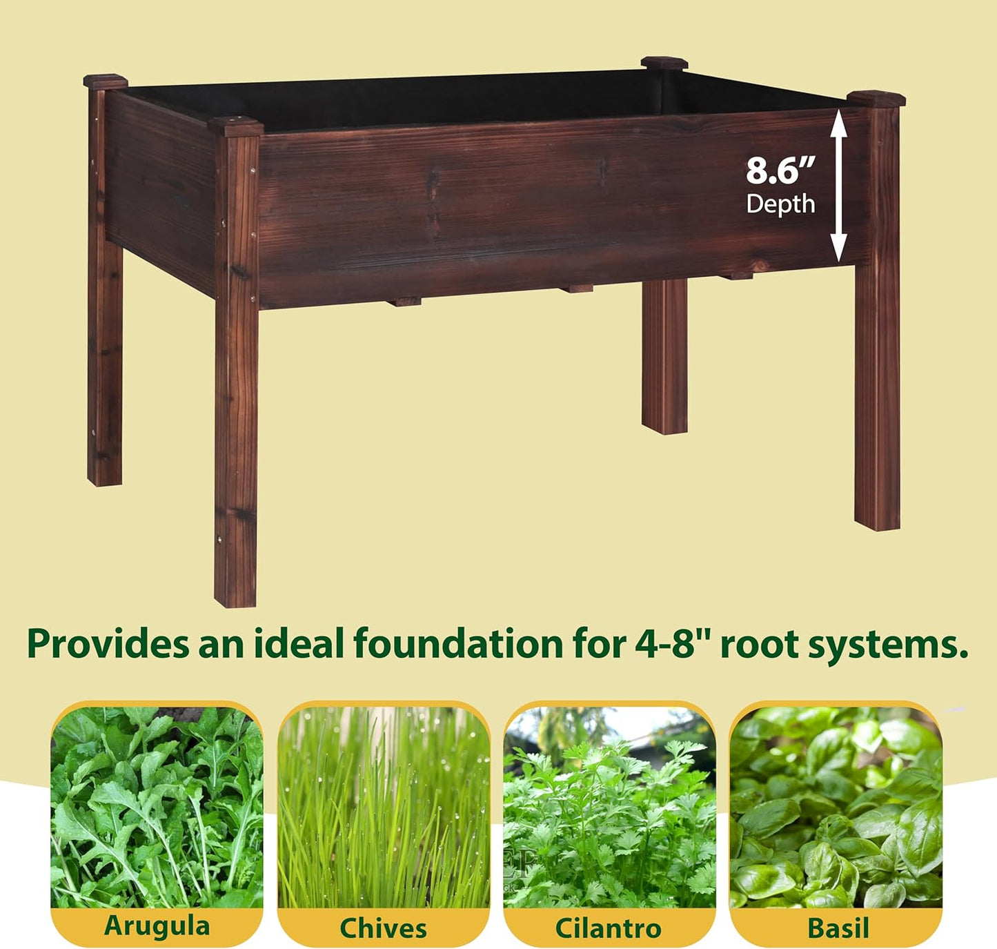 BlueWish Cedar Raised Garden Bed, 48" W x 24" D x 30" H Raised Garden Bed with Detachable Black Liner, 3 Drainage Holes, Planter Box for Outdoor, Patio, Backyard, Rustic