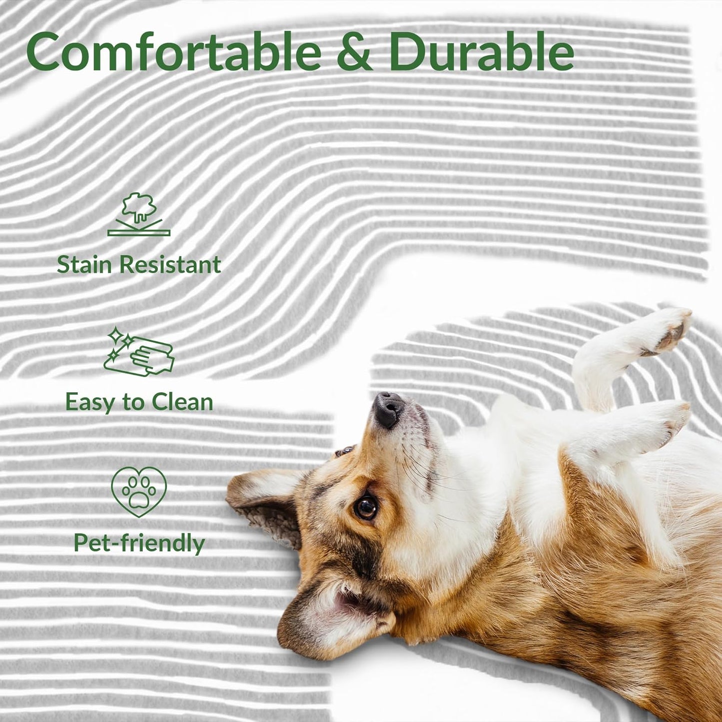 Zen Garden Area Rug - Ultra Soft Area Rug 3x5, Non Slip, Stain Resistant Living Room Rug, Washable Area Rugs for Living Room, Rugs for Bedroom (Gray, 3x5)