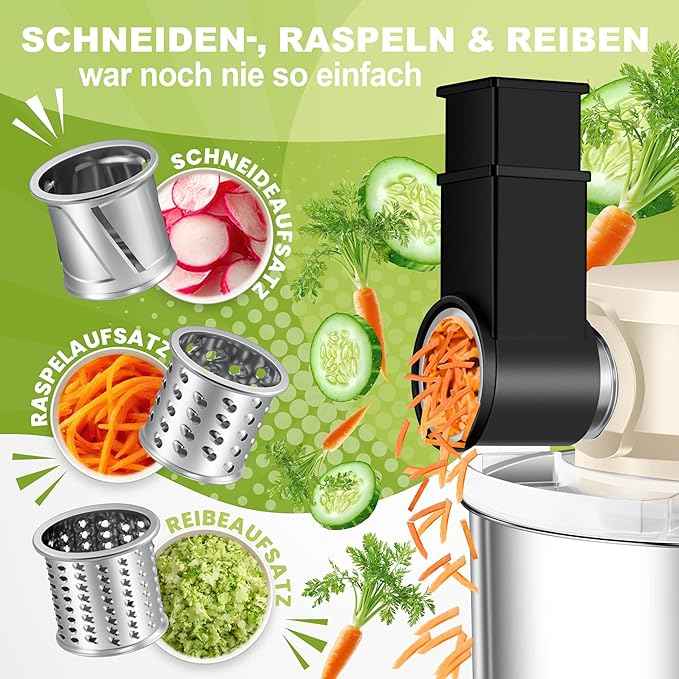 KESSER® K-KM 3000 Universal 3-in-1 Food Processor with Meat Grinder, Kneader | Multi-Function Blender | 1.5L Juice Extractor, Sausage Kit, Pasta and Biscuit Moulds, Cream