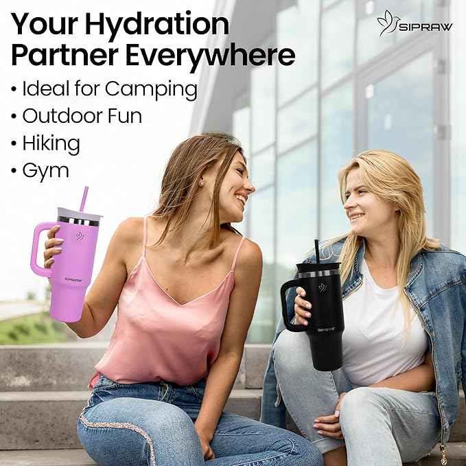 30oz Tumbler with Handle and Straw Insulated Stainless Steel Travel Mug Vacuum Double Wall Coffee Cup Leak Resistant Lid BPA-Free Cup Holder Friendly for Hot & Cold Drinks, Black