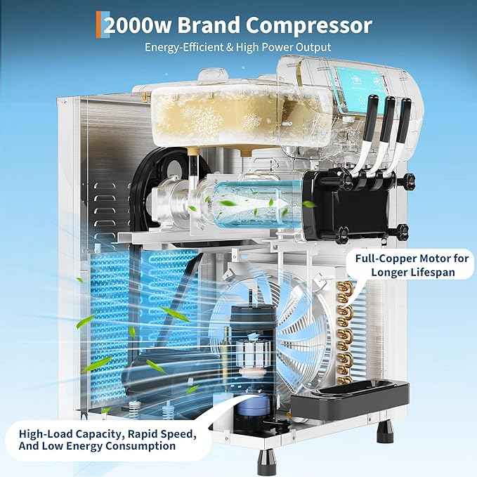 Commercial 1+2 Flavor Countertop Soft Ice Cream Machine, 5.8 to 7.9 Gal per Hour Soft Serve with 7" Touch Panel, 2200W, 115V, Auto Clean, High Productivity, Perfect for Snack Bar