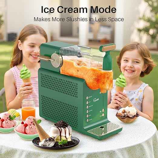 Slushie Machine for Home, Slushy Maker with No Ice Needed, Self-Cleaning, 5 Preset Functions for Soft Serve Ice Cream, Frozen Drink, Milk Shake, Margaritas, Frappe, Green