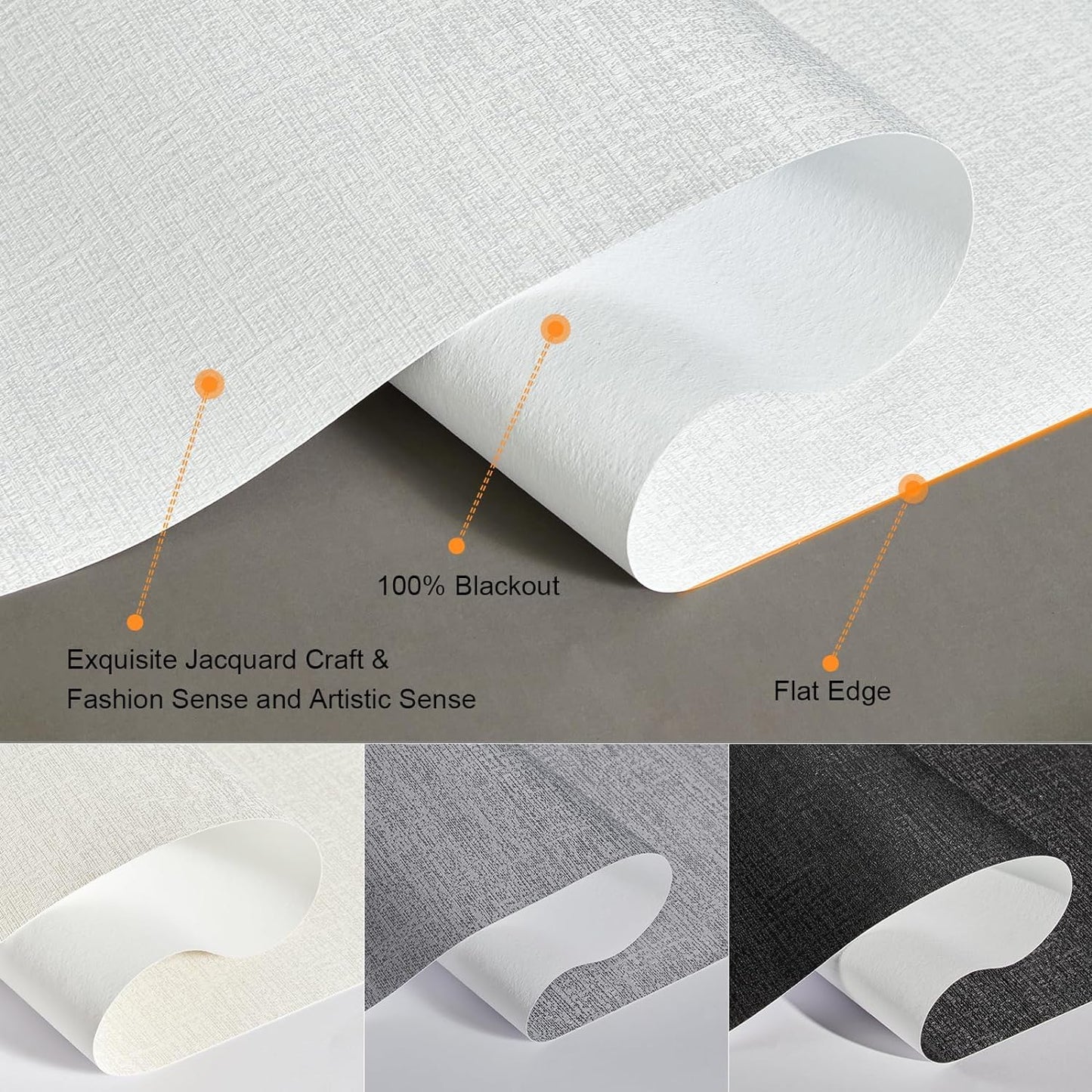 Persilux Blackout Roller Shades & Blinds Windows Shades Free-Stop Blackout Blinds with Jacquard Fabric,Cordless Blinds Pull Down Shades for Home, Easy to Install for Door/Office, White(41.5"W x 48"H)