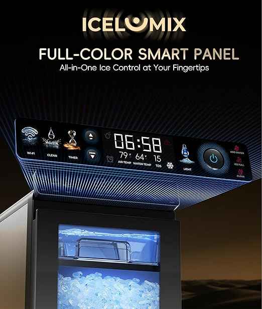ecozy Nugget Ice Maker Countertop, First Full-Color Smart Panel 44 lbs/24H Ice Machine with APP & Voice Control, Double-Layer Insulation, Pull-Out Water Tank, Soft Pebble Chewable Ice, Self-Cleaning