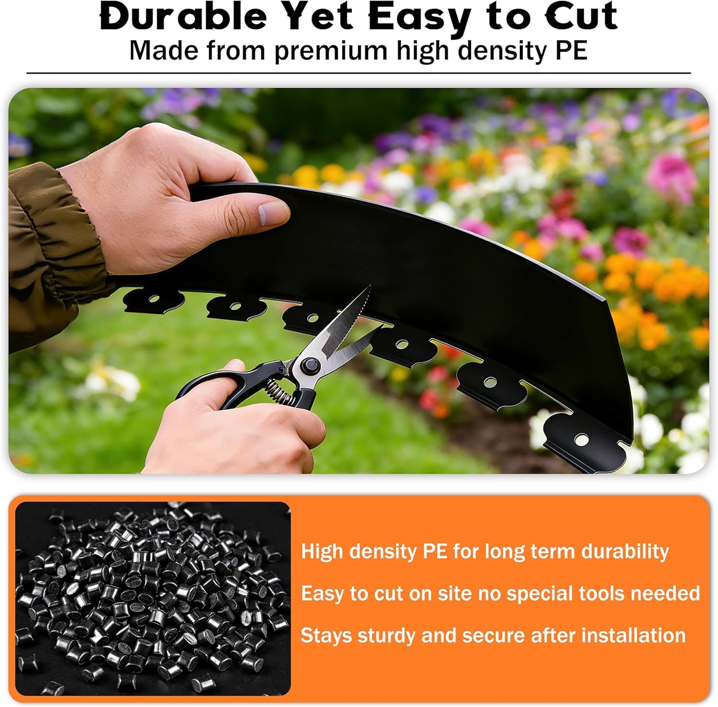 Landscape Edging 4 Inch Tall No Dig Garden Edging Border 33FT with 30 Metal Stakes,Lawn Edging for Yard, Flower Bed and Landscaping (Black, 33FT)