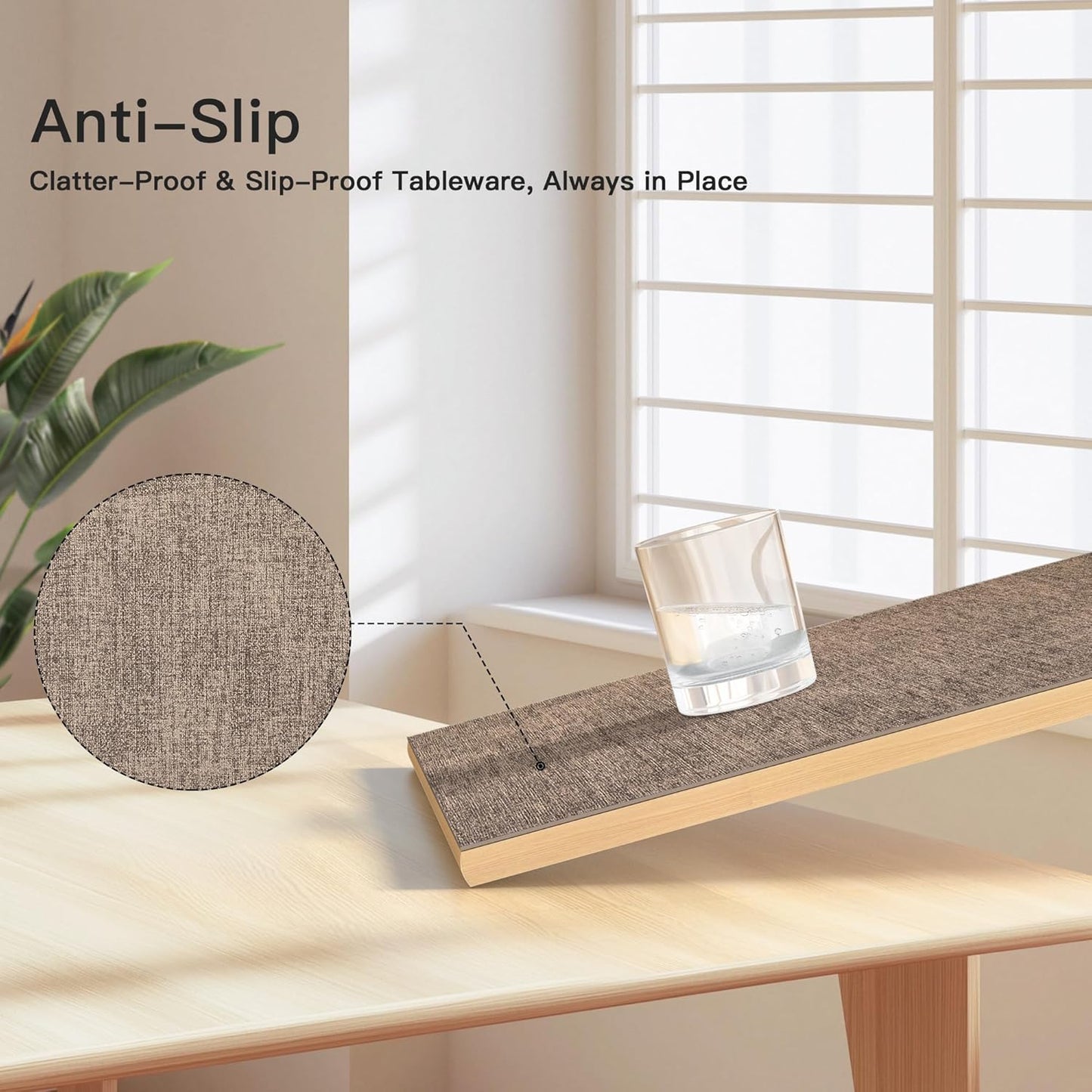 DOLOPL Fall Placemats Set of 4, Reversible Wipeable & Heat Resistant Place Mats, Modern Faux Leather Table Mats for Kitchen, Neutral Waterproof Tablemats for Dining Table Decor, Wedding, Party(Brown)