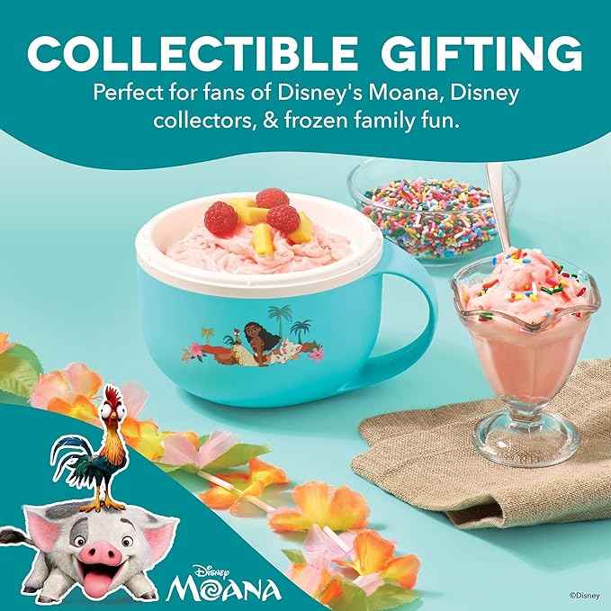 Disney Dash My Mug Ice Cream Maker - Makes Single Serving of Gelato, Frozen Yogurt, Sorbet & More - Easy to Clean & Use - Moana, 1 Bowl