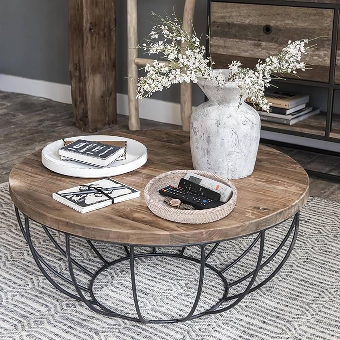 Hipiwe Key Basket Bowl for Entryway 10" Round Woven Wicker Fruit Tray Serving Tray Decorative Storage Organizer for Wallet Cellphone Basket Bowl for Kitchen Living Room, Medium