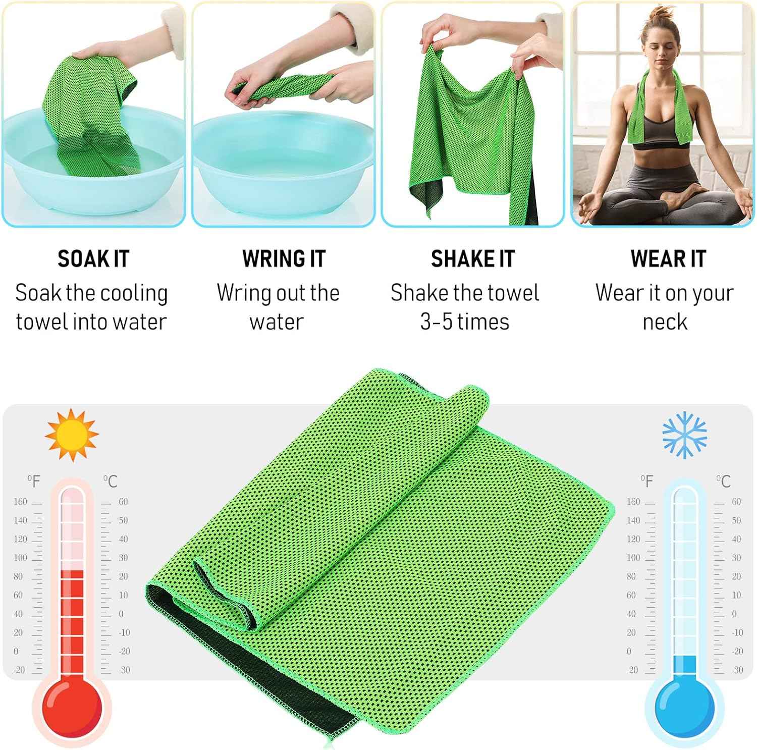 BBTO 80 Pcs 32 x 12 Inch Microfiber Ice Towel, Cooling Cold Towel for Neck and Face Breathable Chilly for Yoga, Sport, Gym, Workout, Camping and More Activities(Multicolor)