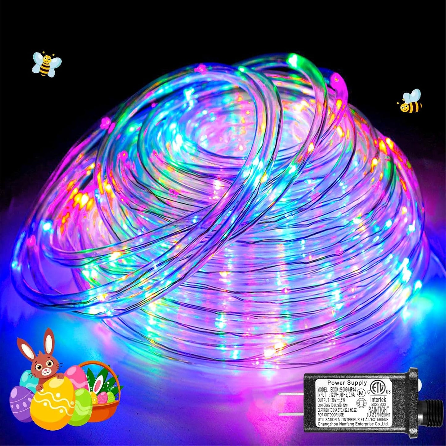 66FT 200 LED Rope Lights for Outside, Plug In Rope Lights Outdoor Waterproof with 8 Modes, Connectable Clear Tube Light for Indoor Bedroom Camping Garden House Party Decoration - Pastel Multicolor
