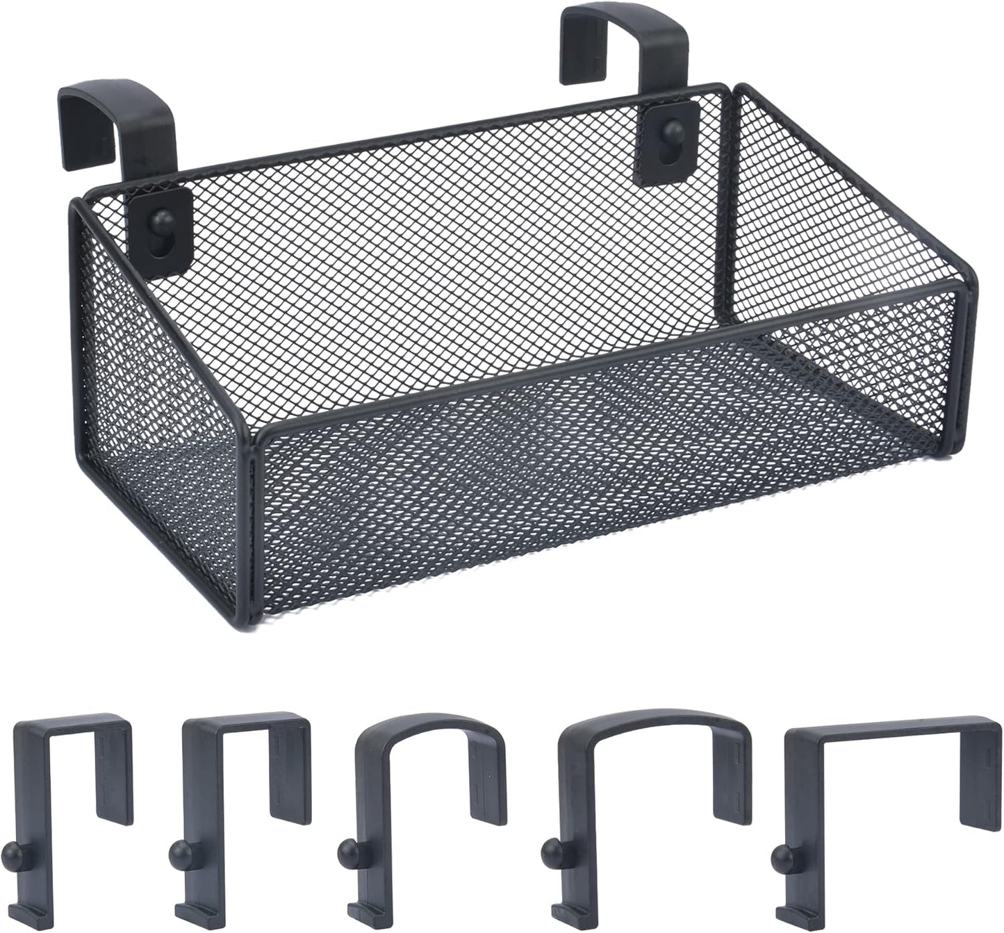 Bedside Caddy Hanging Storage Basket Beside Shelf Metal Organizer for Collage Dorm Bunk Bed,Hospital Bed,Baby Bed - Bedroom Essentials for Magazine,Remote Control,Phone,Drinks (Black)