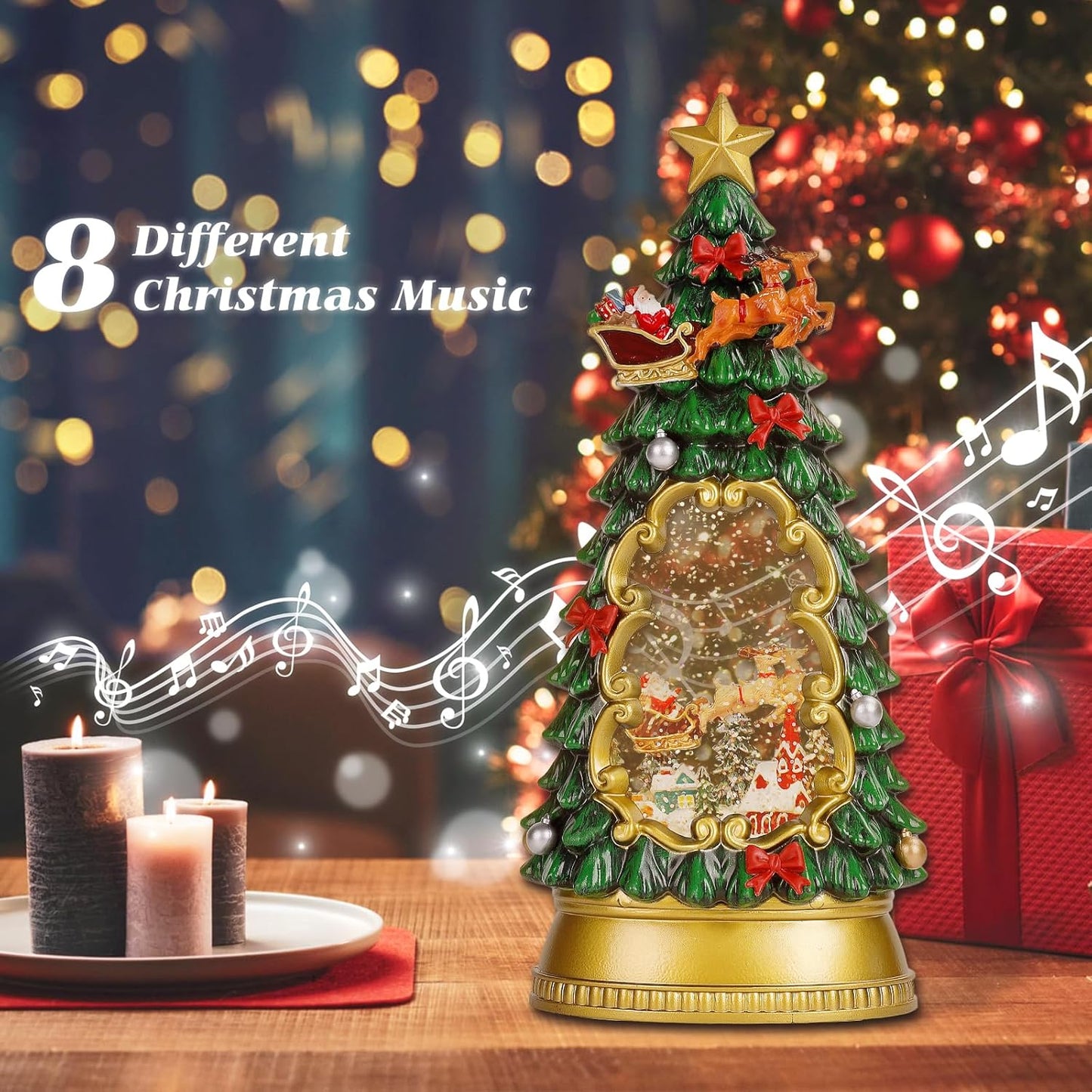 Christmas Snow Globes,with Musical and 6 Hour Timer,Snow Globes Lights, Christmas Indoor Decorations, Christmas Tree Decorations,USB & Battery Powered,Christmas Christmas Santa Claus