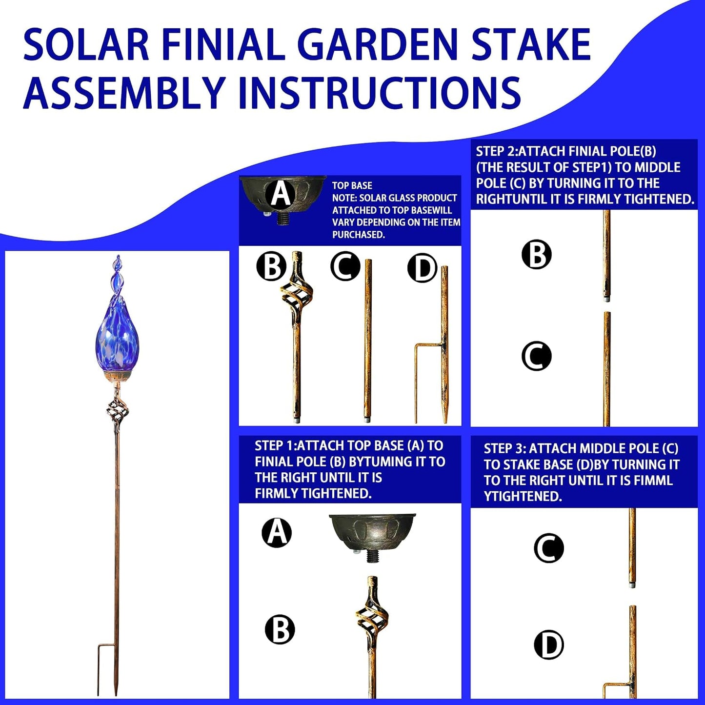 Solar Garden Lights, Solar Flame Lights Outdoor Decoration, Outdoor Garden Decor, Decorative Led Flame Glass Stakes Decorative for Pathway, Lawn, Patio, Driveway