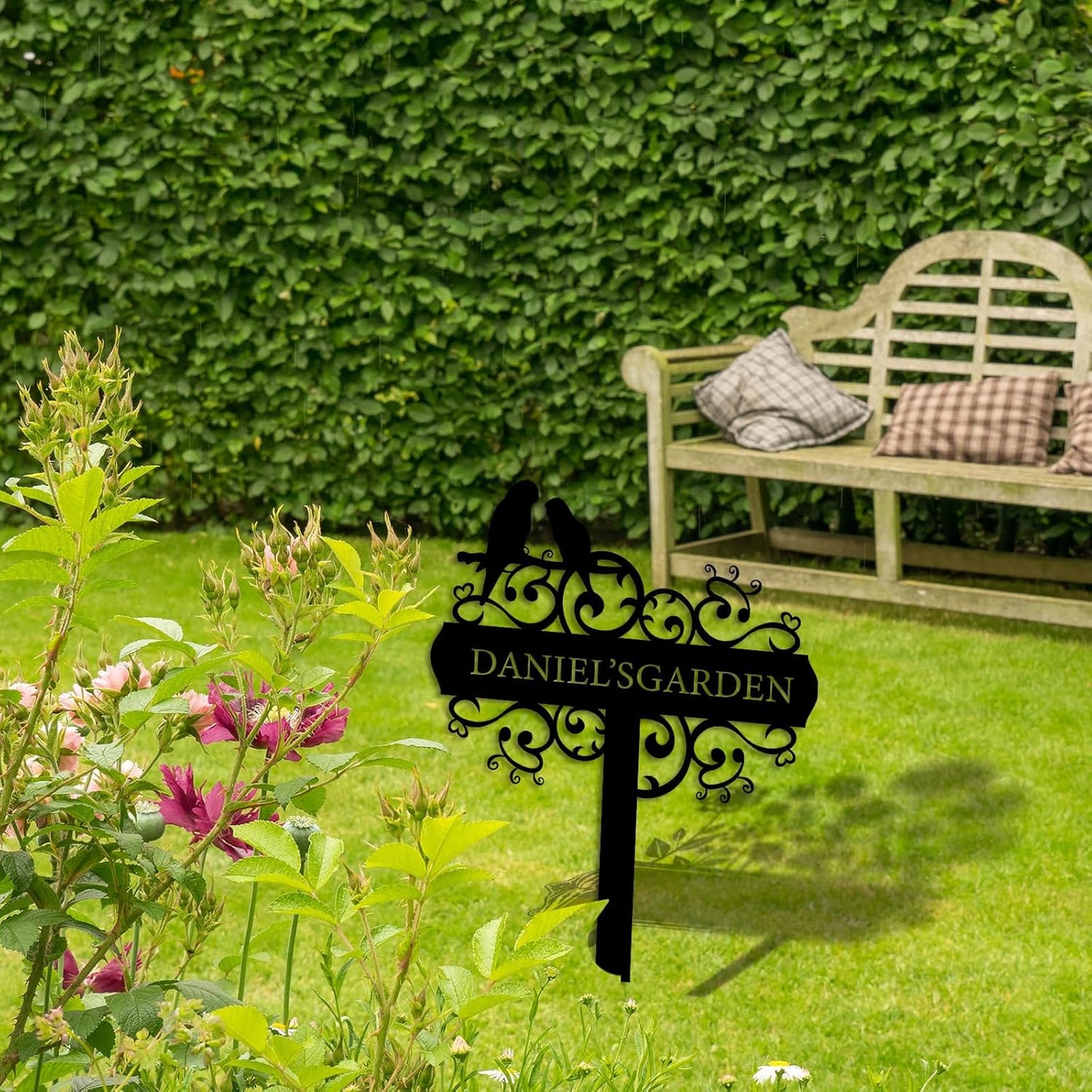 Custom 12" Metal Garden Sign, Personalized Garden Stake Metal Bird Sign, Personalized Gardener Name Sign, Outdoor Garden Yard Decor, Decor Gifts for Lawn Yard Garden Balcony Farm