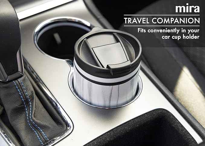 MIRA 16 oz Travel Coffee Mug - Insulated Stainless Steel Tumbler with Screw Lid - French Granite