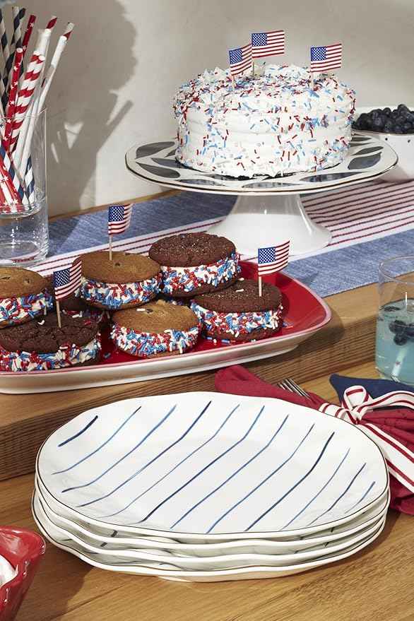 Lenox 895695 Blue Bay Stripes 4-Piece Dinner Plate Set