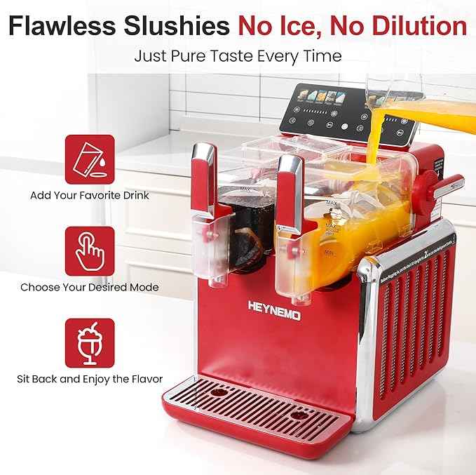 Dual-Tank Slushie Machine for Home: 169oz Frozen Drink Maker with Rapid Chill Technology, Self-Cleaning System & 5 Drink Modes, Keeps Drinks Frozen up to 12 Hours, ETL Certified, Red