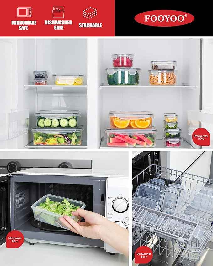 FOOYOO 56 Pcs Large Food Storage Containers Set with Lids (28 Containers + 28 Lids), Airtight Plastic Storage Containers for Pantry & Kitchen Organization, BPA-Free, Leak-Proof