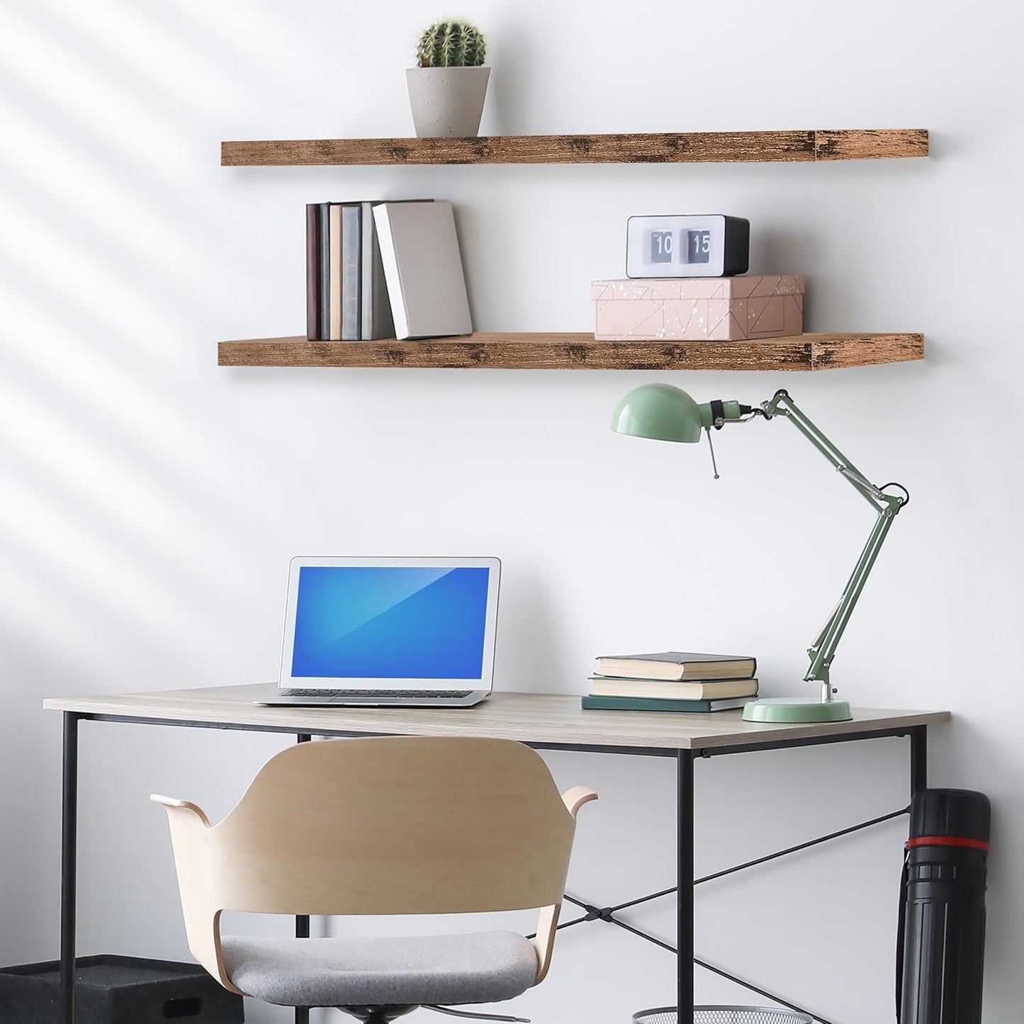 Sorbus Floating Shelves for Wall - 48 Inch Long Bathroom Shelves, Wall Decor for Bedroom, Kitchen, Living Room & Book Storage - Mounted Floating Shelf with Invisible Brackets Mahogany, 2 Pack