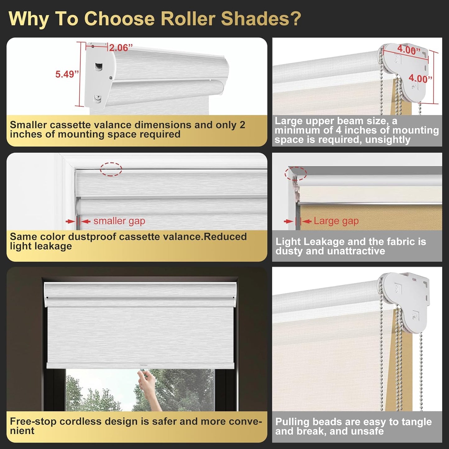 BERISSA Cordless Dual Roller Shades with Cassette Valance, Double Window Shades, Blackout and Light Filtering, Day and Night for Home Office Door. Linen Beige and White. 78 W x 86" H