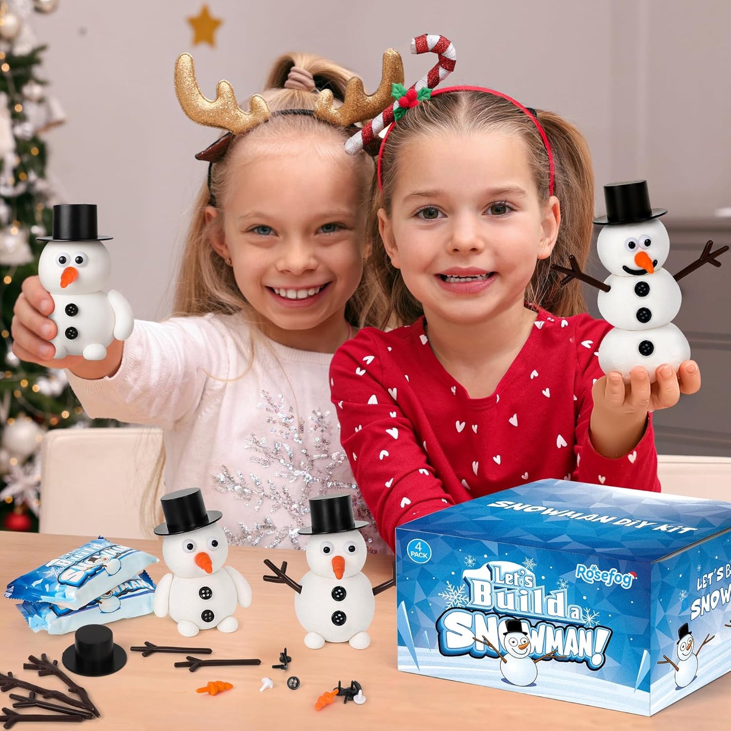 4 Pack Christmas Crafts, Air Dry Clay Snowman Craft, Do You Want to Build a Snowman Christmas Stocking Stuffers for Kids, Toddler Crafts Supplies for Christmas Winter Event Game Toys Xmas Present