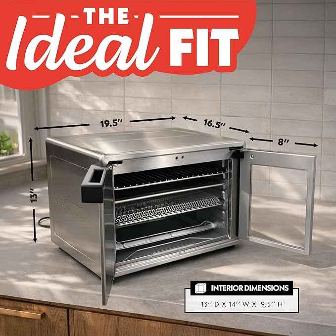 Gourmia French Door Air Fryer Oven - 37 Qt Large Capacity Convection Toaster Oven, FryForce 360°, Digital Display, 12 Cooking Presets, Dehydrate, Fits 13” Pizza, Dishwasher-Safe, Stainless Steel