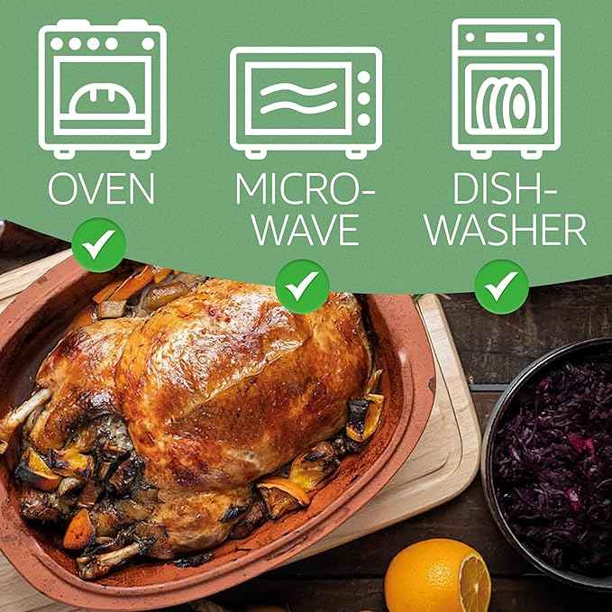 Romertopf Clay Roaster | Non-Stick Dutch Oven | Healthy Pot Cooking | Clay Baker | Versatile Cooking Vessel - 7.3 Quarts (7 Liters) For Up To 8 People