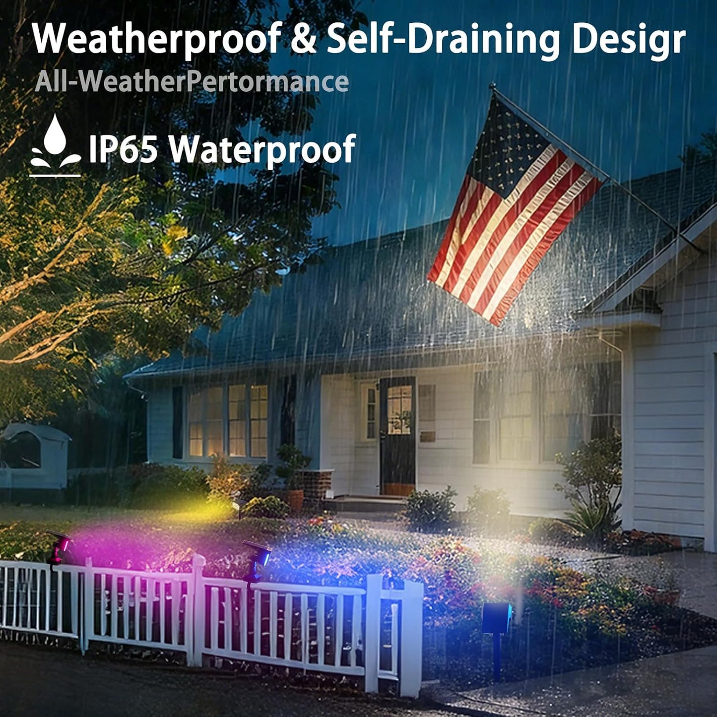 Sublume Solar Color Changing RGB Spot Lights Outdoor, 2 Pack Outdoor Solar Lights, 2-in-1 Stake & Strap Mounted, IP65 Waterproof, Solar Landscape Powered Lights Garden Pathway