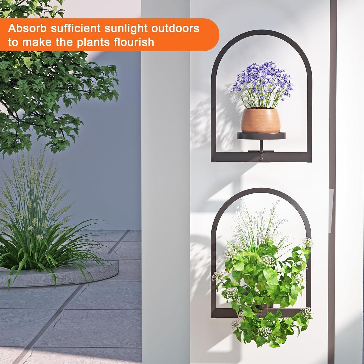 Wall Plant Holder, Wall Planter for Indoor Plants, Window Plant shelves for Multiple Plants Indoor Outdoor, Framed Plant Holder for Home Decor (3 Pack)