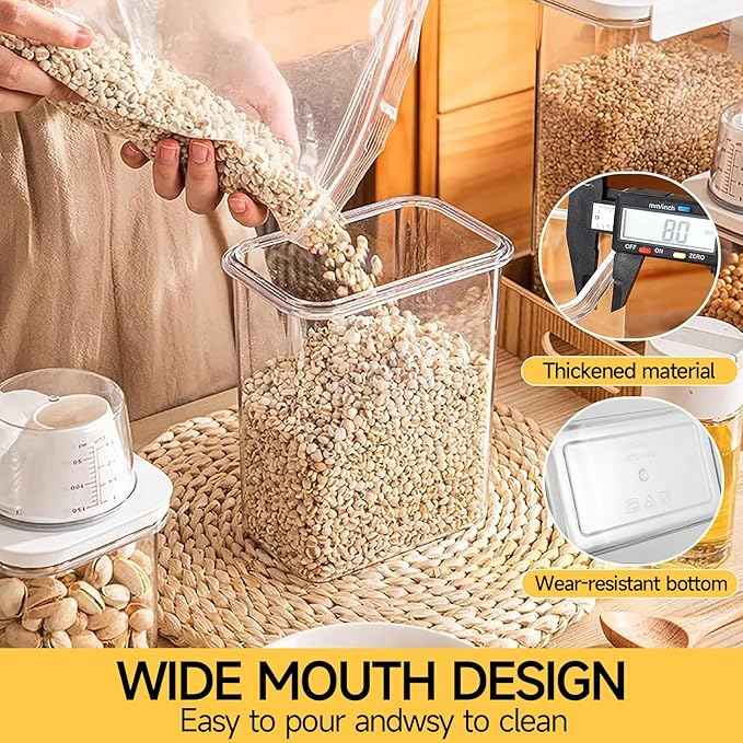 Rice Storage Dispenser And Cereal Container -Airtight Food Storage Organizers BPA-free Plastic Kitchen Pantry Storage Containers food-grade PET material Suitable for rice, grains