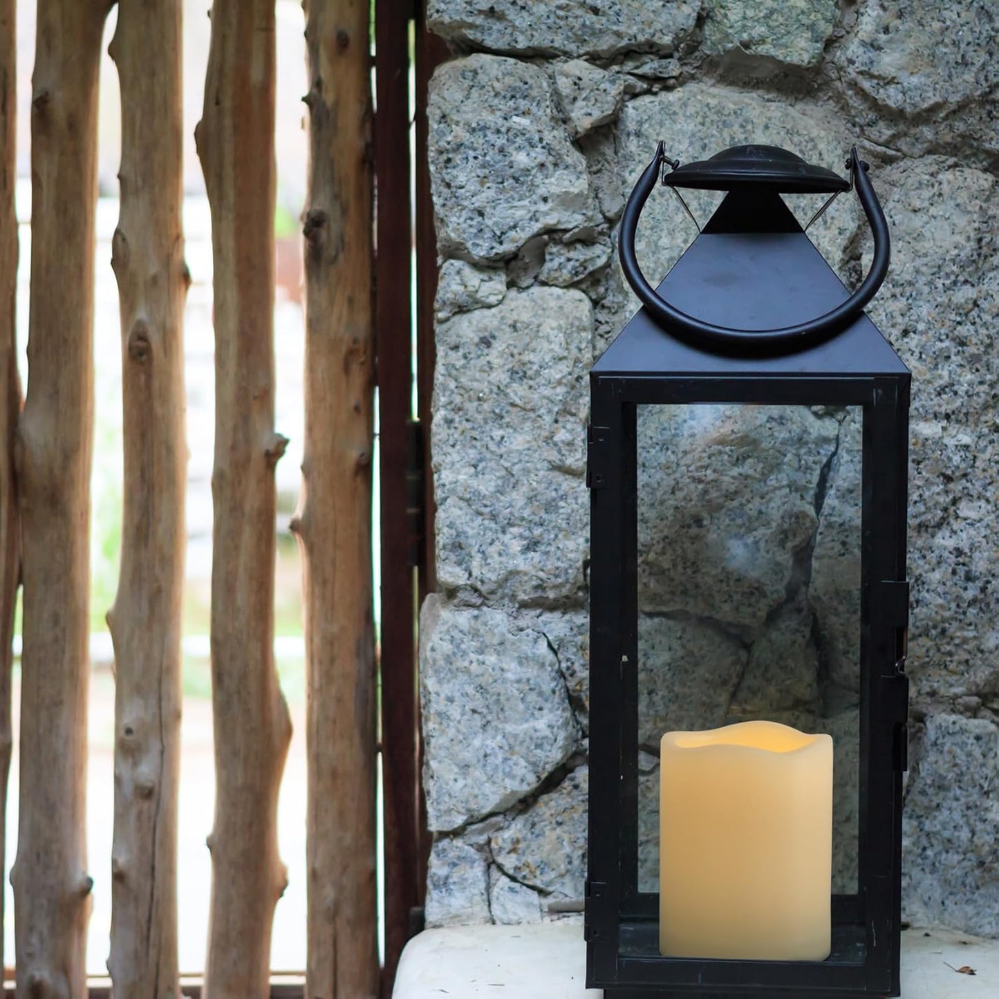 3" x 4" Flameless Candles with Remote and Timer, Waterproof Outdoor Battery Operated Flickering LED Flameless Pillar Candles for Weeding Birthday Decoration, Ivory, Plastic, Set of 6