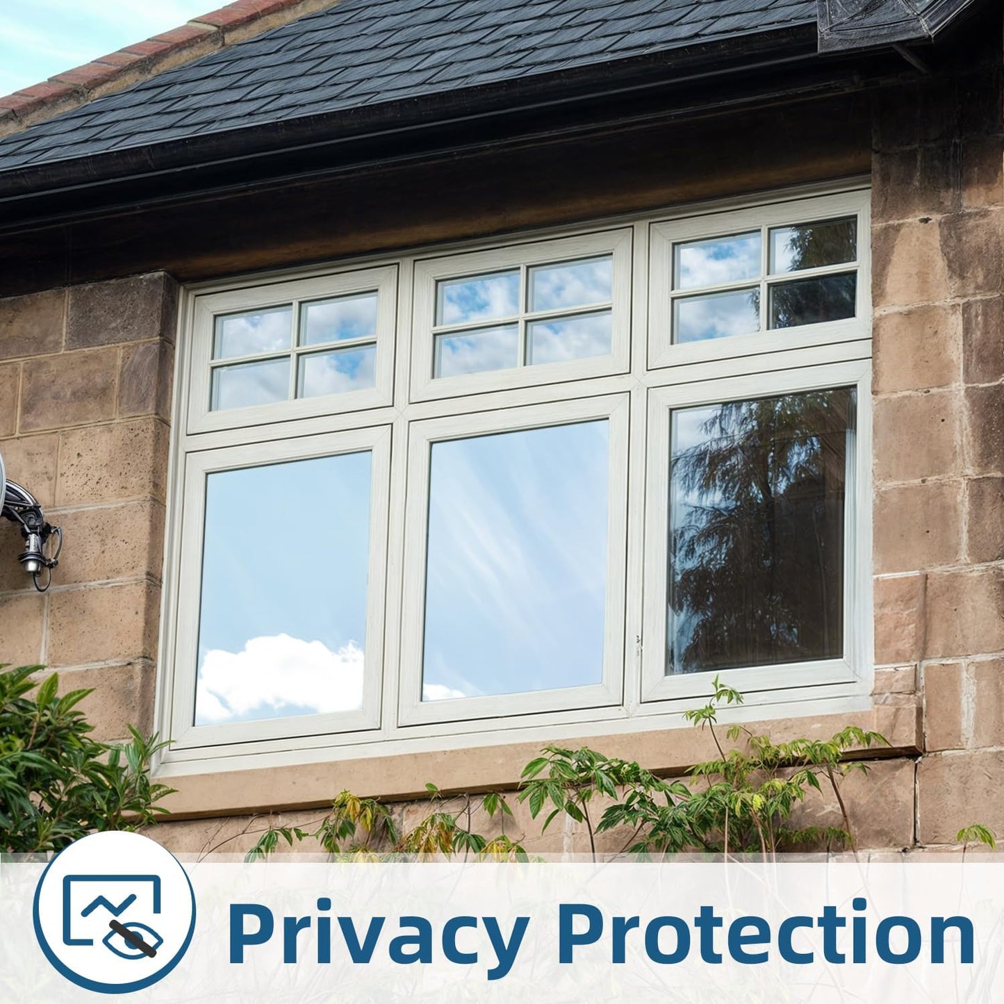 DUOFIRE One Way Window Film Privacy See Out Not in Heat Blocker Tint Reflective Mirror Tinting Film for Home Static Cling Anti-UV Sun Blocking Window Covering（Dark Silver, 23.6x78.7in）