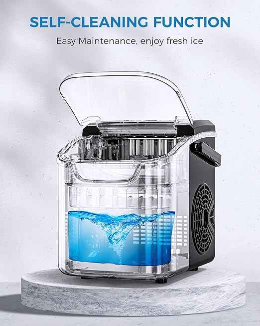 COWSAR Ice Maker Countertop, Portable Ice Machine with Self-Cleaning, 26.5 lbs/24Hrs, 8 Ice Cubes in 6 Mins, Ice Basket and Scoop, Ideal for Home, Kitchen, Bar, Camping